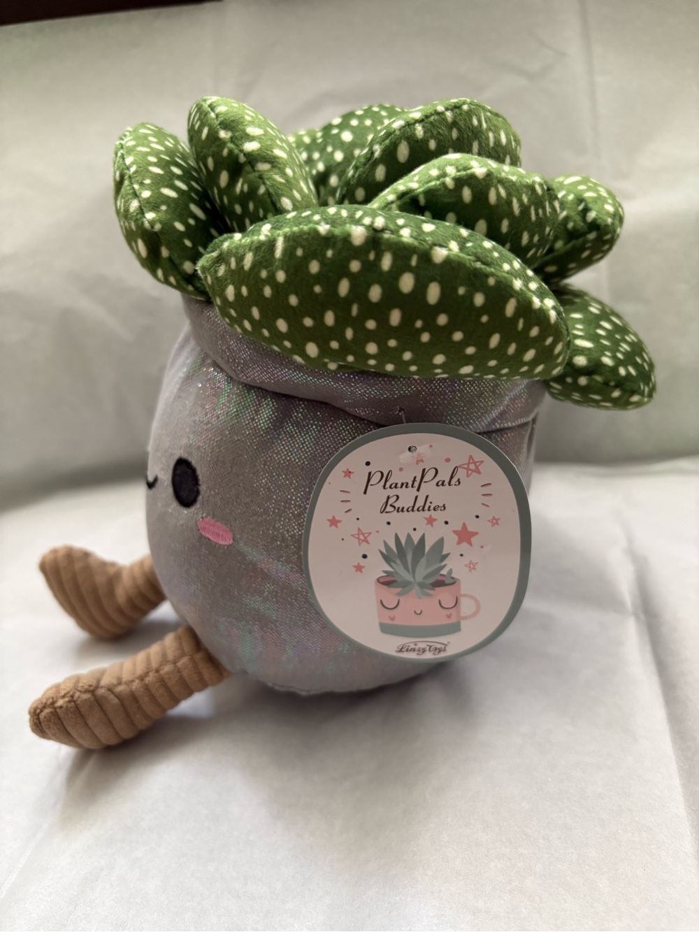 Plant Pals Buddies Kawaii Plush Potted NWT Succulent Toy - Green & Gray